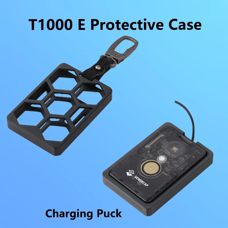 Nuevo rastreador de tarjetas SenseCAP Meshtastic LoRa T1000 E funda protectora/punta de carga con llavero de cuero opción de disco de carga