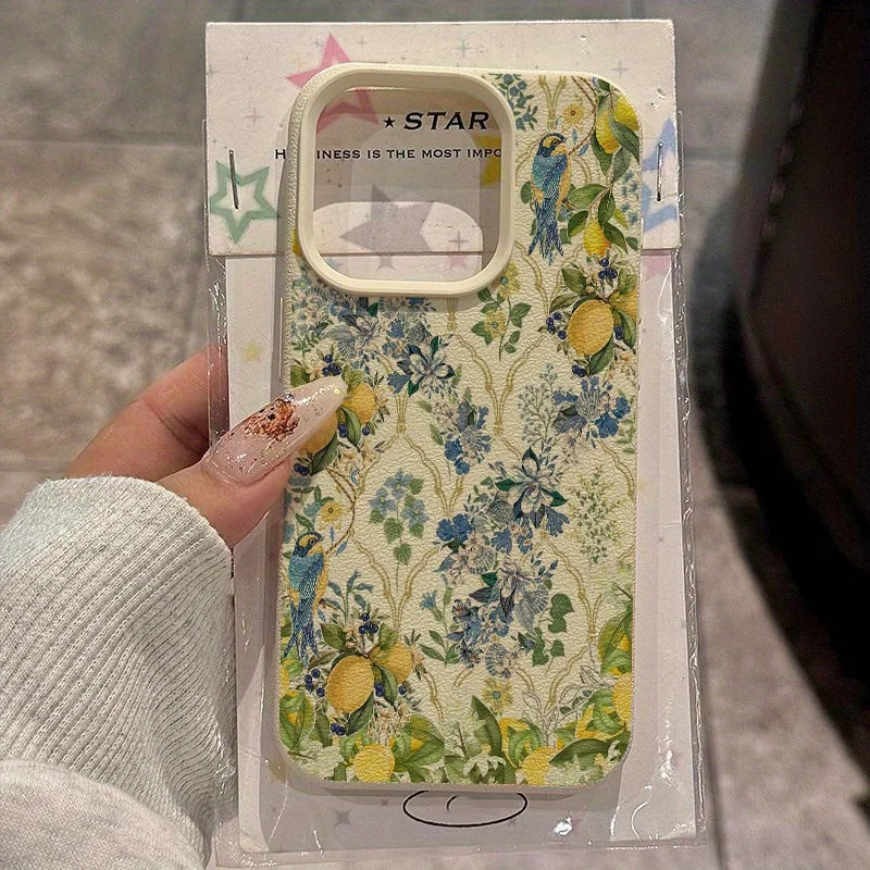 Funda de teléfono con patrones florales de limón para IPhone 16 Pro Max, fundas para iPhone 15 14 13 12 11 16E XS Max XR X XS 16 Plus, funda con estampado de lichi - imagen 2