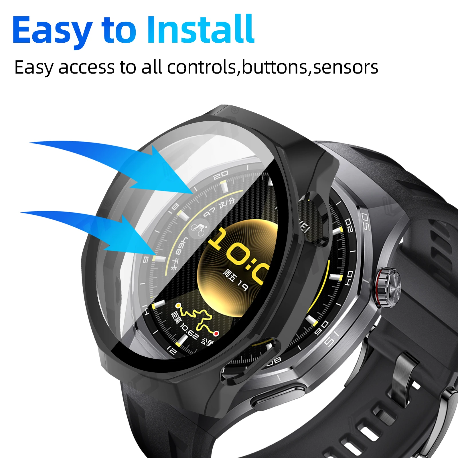 Vidrio + funda para Huawei Watch GT6 Pro 46mm Protector de pantalla de vidrio antiarañazos y parachoques protector de PC duro para accesorios GT 6 - imagen 3