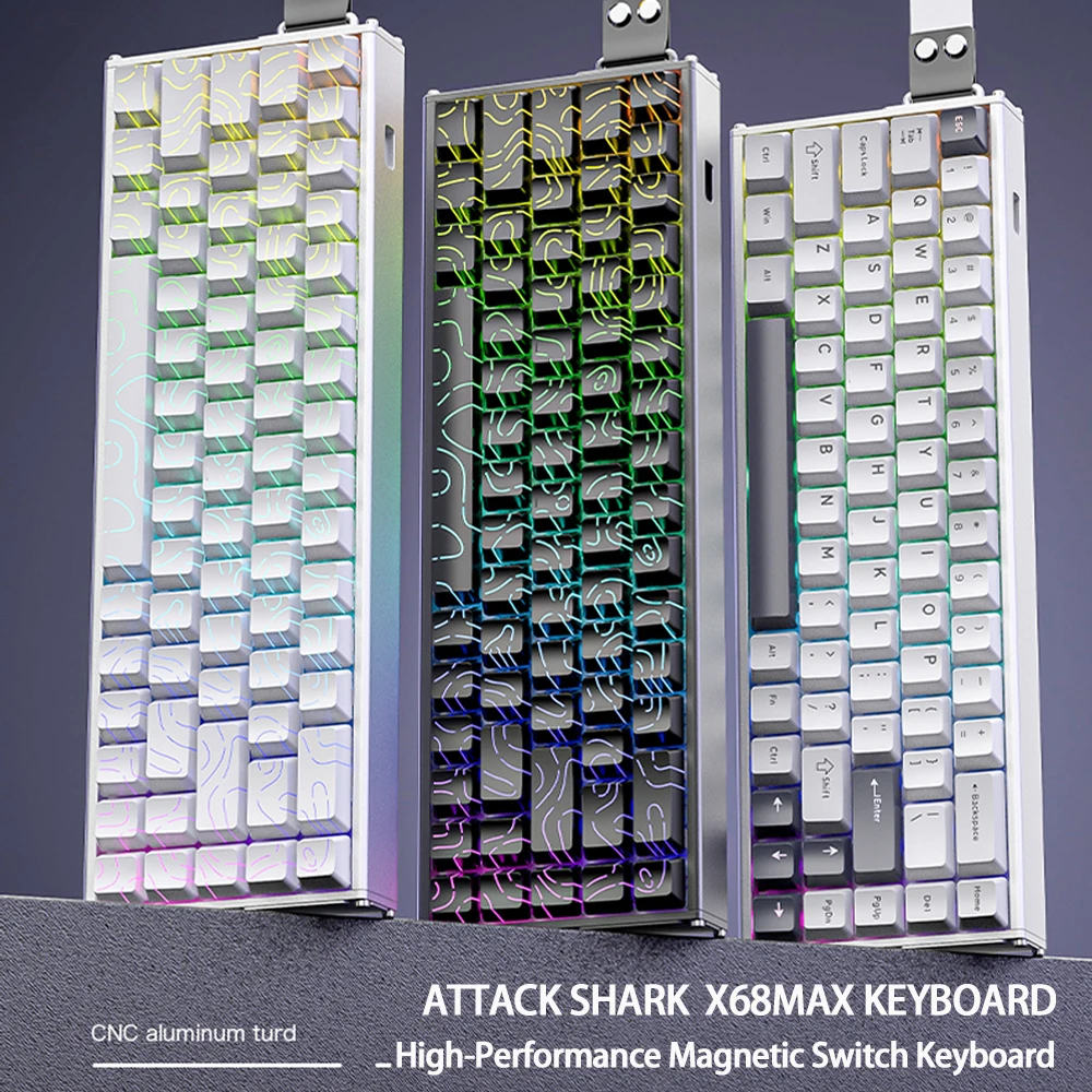 Teclado magnético de aluminio CNC X68MAX ATTACK SHARK, tasa de orolling de 8000Hz, precisión de 0,005mm, muestreo de 256K, teclas PBT, controlador Web - imagen 2