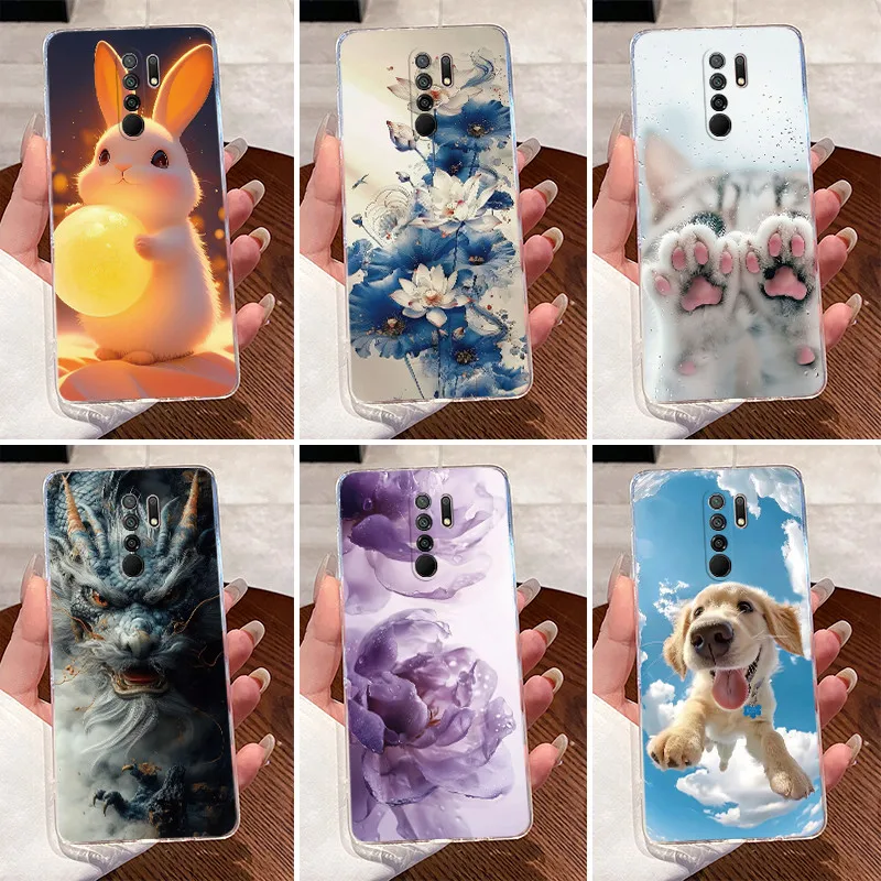 Para Xiaomi Redmi 9 carcasa estética de lujo dragón lindo fresco niños niñas funda de teléfono de silicona suave contraportada transparente carcasa de TPU - imagen 2
