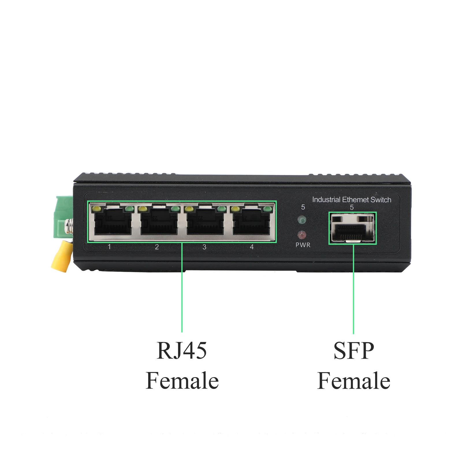 Conmutador POE industrial de 100M/1000M 1 puerto óptico + 4 puertos POE, transceptor SC/SFP de doble fibra monomodo - imagen 5