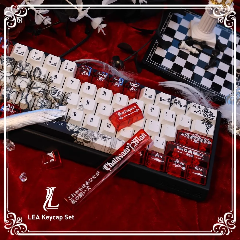 Nuevo juego de teclas de Anime con tema Makima, tapas de teclado de PC PBT, teclas de perfil de cereza personalizadas para accesorios de teclado mecánico