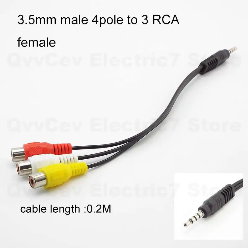 Conector Jack macho hembra de 3 polos, 4 polos, 3,5mm a 2RCA, 3 RCA, adaptador macho hembra, Cable AV de Audio y vídeo 3RCA A7 - imagen 4