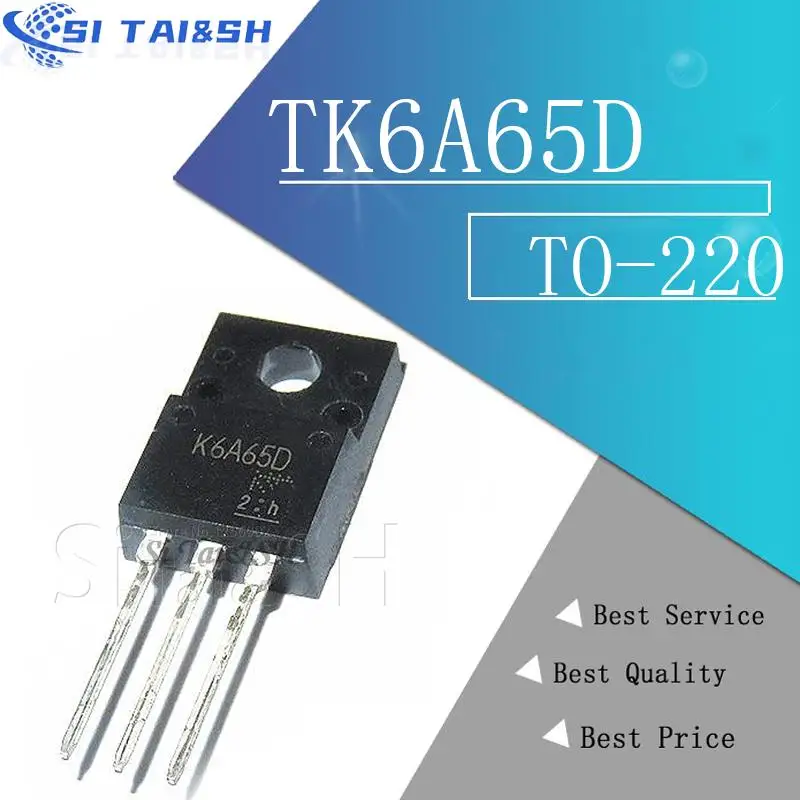 Piezas TK6A65D TO-220F K6A65D TO-220 TK6A65 TO220F MOSFET n-ch FET 650V 4,0 s IDSS 10 uA .95 Ohm, 10 Uds.