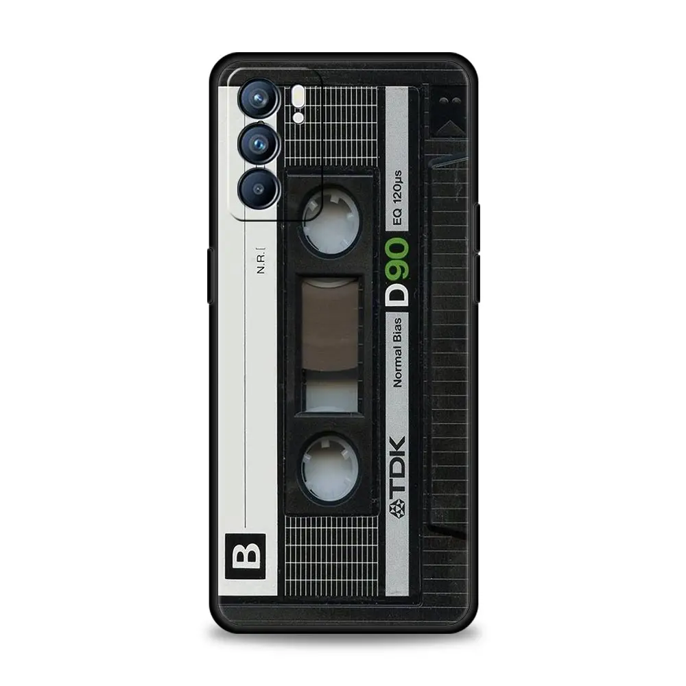 Funda Retro con cinta de Cassette Vintage para Oppo Reno8 Reno7 Reno6 Pro Plus A54 5G Find X6 X5 A53 A52 A9 A95 A17 A16 A76 A74 A57 - imagen 2