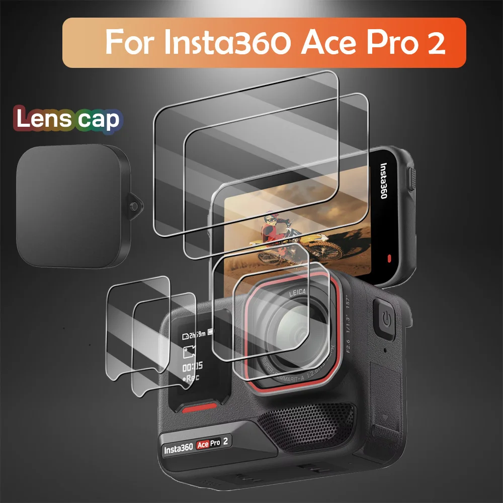 9 en 1 para Insta360 Ace Pro 2 accesorios Protector de pantalla de vidrio templado Insta 360 AcePro 2 lente/pantalla/cubierta de protección frontal