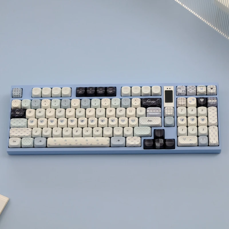 Teclas de lunares de 126 teclas, teclas PBT, perfil MOA/XOA, sublimación de tinte, teclas redondas bonitas para teclado mecánico MX 6.25U 7U