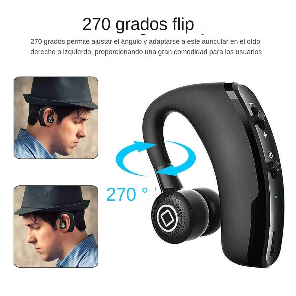 V9 auriculares inalámbricos Bluetooth V5.0 negocios Larga modo de reposo Control de voz gancho para la oreja auriculares deportivos de música con movimiento del controlador de micrófono - imagen 2