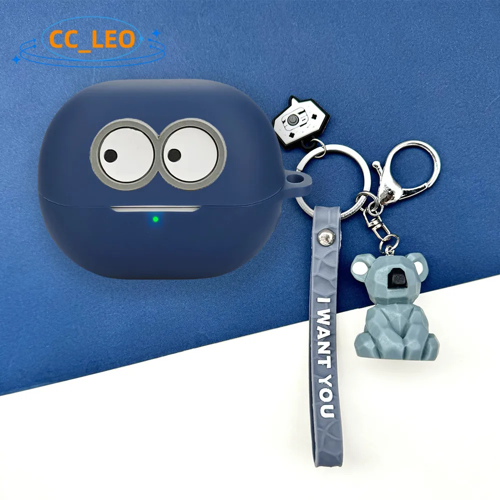 Funda blanda de silicona con dibujos animados para SoundPeats Air5 Pro, llavero con colgante de oso tostado, funda protectora SoundPeats Air5 Pro - imagen 5