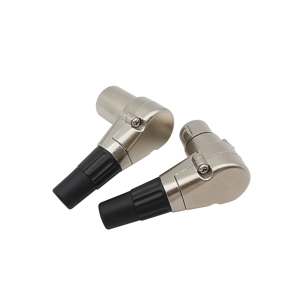 2 uds 90 grados ángulo recto 3 polos XLR conector XLR macho hembra micrófono adaptador de Cable de Audio - imagen 3