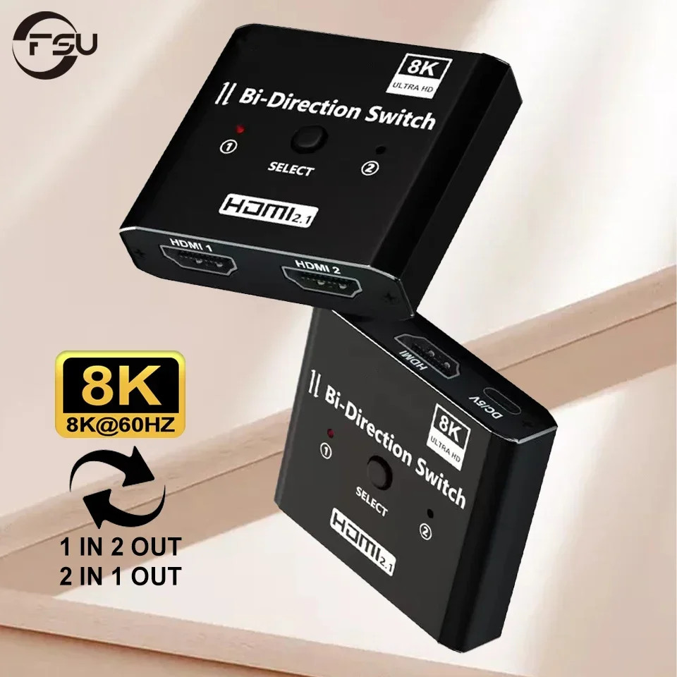 Conmutador HDMI - Compatible FSU 8K@60Hz - Divisor 2 Entradas 1 Salida con Control Remoto! Compatible con HDR, CEC, HDCP 2.2. Compatible con Xbox, PS5/4/3, Reproductor de Blu - Ray, Fire Stick, Roku, Apple TV y PC - imagen 2