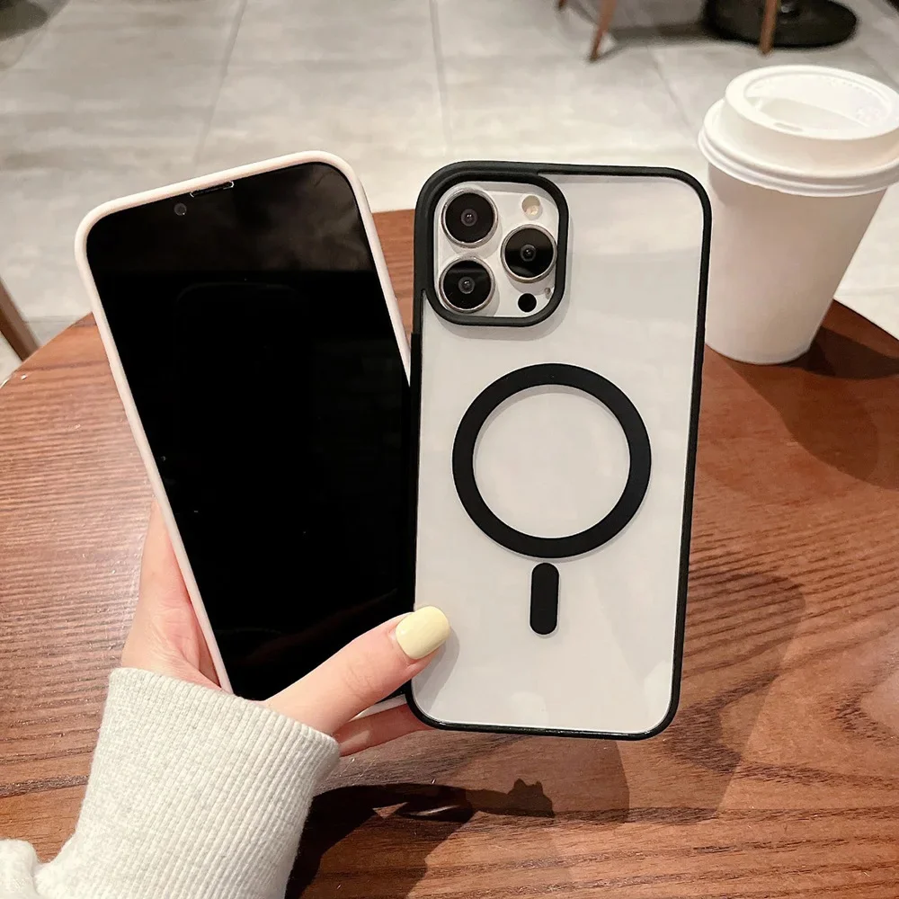 Nueva funda transparente magnética para iphone 17 ProMax para iPhone 16 15 14 13 12 11 Pro Max 16 Plus Magsafe carga inalámbrica cubierta trasera dura - imagen 5