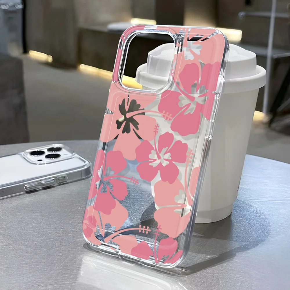 Funda transparente Simple con flores finas para iPhone 16 15 14 11 13 12 Pro Max Mini XR 15 14 16 Plus, funda a prueba de golpes para iPhone 13 - imagen 3
