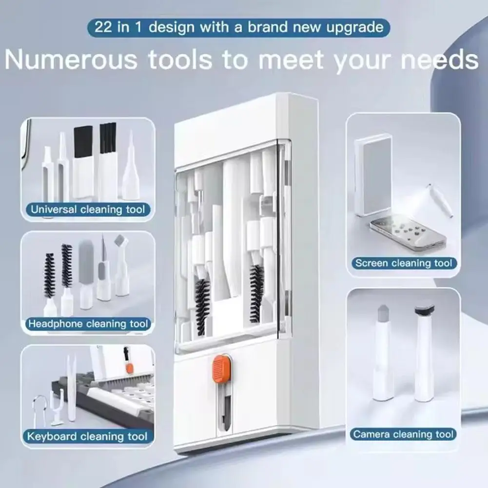 Kit de limpieza 22 en 1, cepillo limpiador de teclado, auriculares Bluetooth, bolígrafo de limpieza, auriculares, teléfonos, herramientas de limpieza para portátiles, extractor de teclas - imagen 3