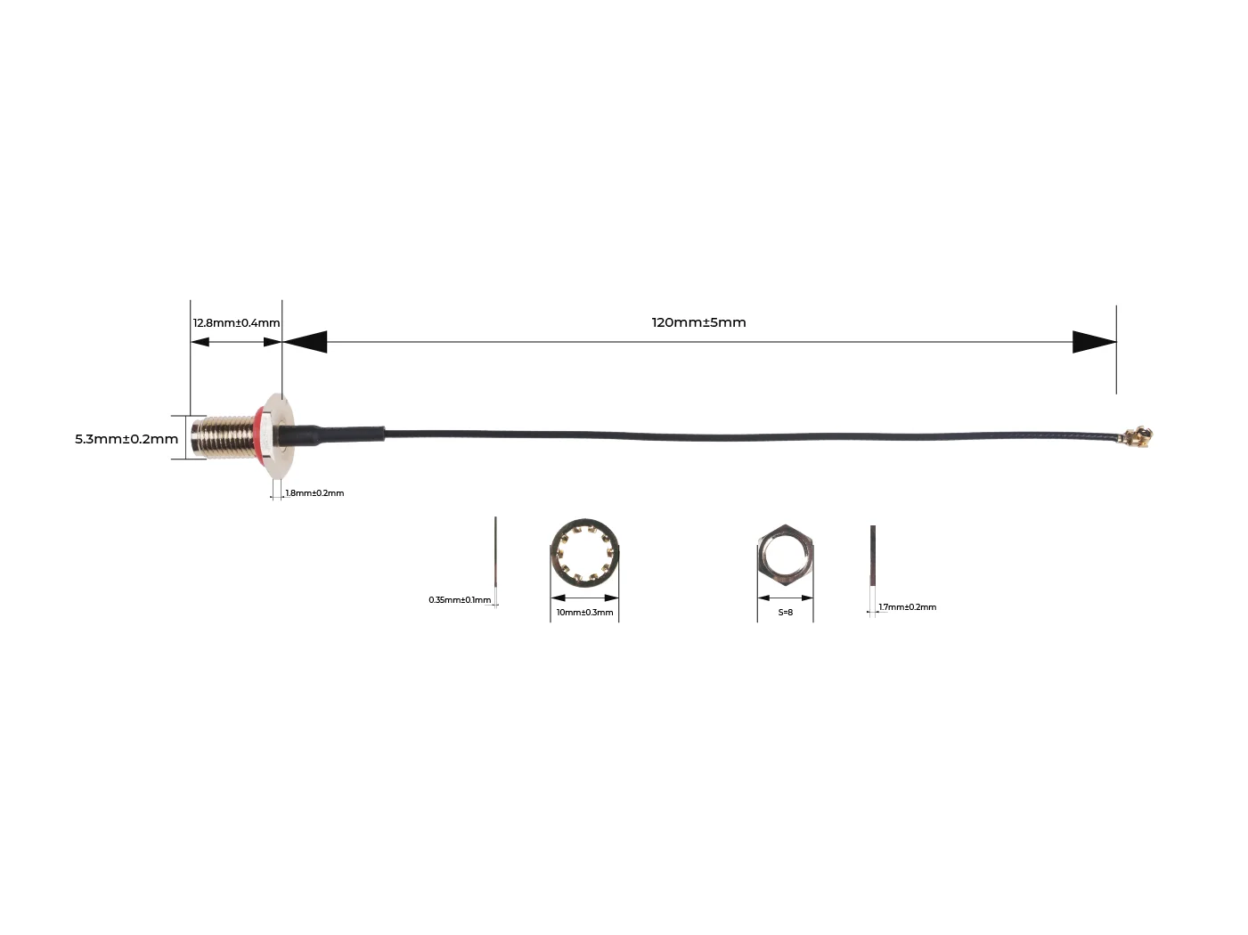Cable de antena SMA a I-PEX, 120mm - imagen 5