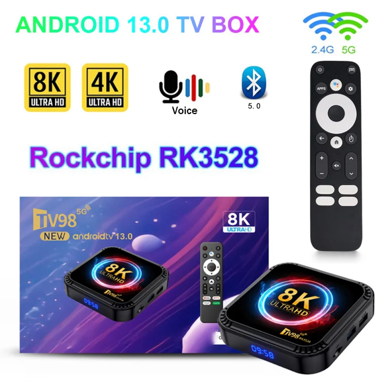 TV98 RK3528 Android 13 TV BOX RK3528 4G 5G Wifi dual 64G 128G soporte de cuatro núcleos 8K 4K BT5.0 asistente de voz reproductor multimedia caja superior - imagen 2