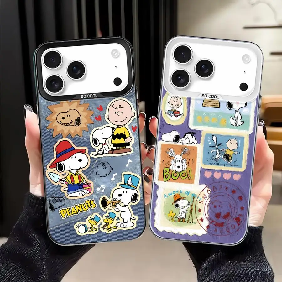 Funda para iPhone 17Air XS 16e 13 14 16 17 Pro Max 15 Plus 12 11 XR Funda trasera para teléfono Linda S-S-noopyS Dibujos animados