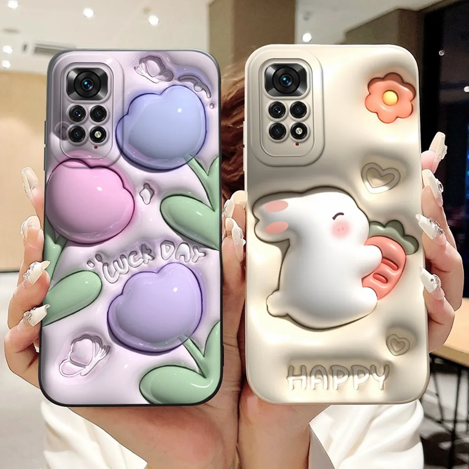 Funda protectora de lente para Xiaomi Redmi Note 11 4G / Note 11s 4G / Note11 Pro 4G, fundas de teléfono de silicona suave con estampado encantador