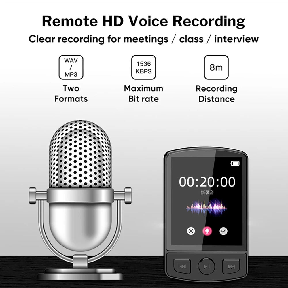 Reproductor de MP3 Bluetooth 5,0, reproductor MP4 inalámbrico, altavoz incorporado, reproductor de música estéreo portátil, compatible con Radio FM, grabación de libros electrónicos - imagen 4