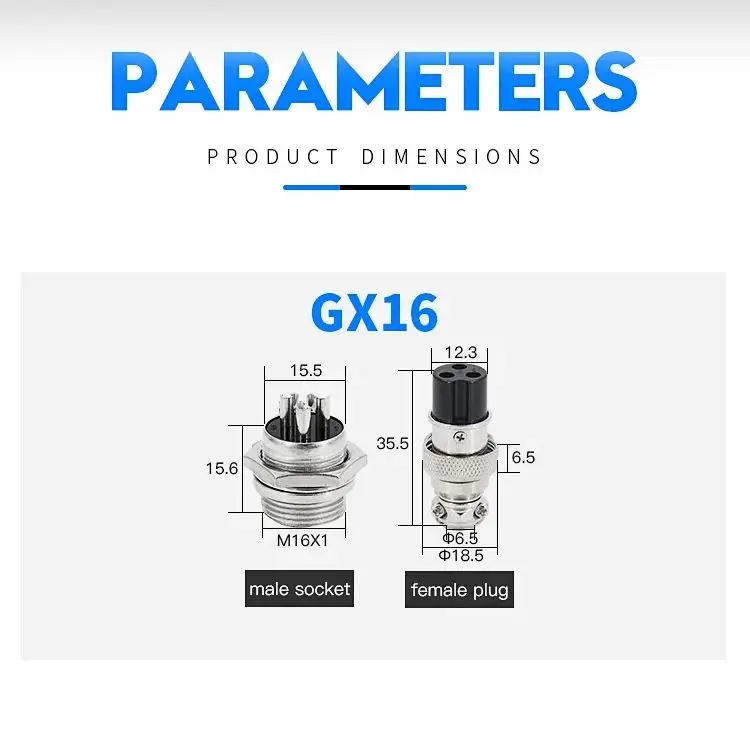 Juego de 5 conectores GX12 GX16, 2 pines, 3 pines, 4 pines, 5 pines, enchufe de aviación, hembra, macho, tipo de fijación fija, conector de Cable eléctrico - imagen 5