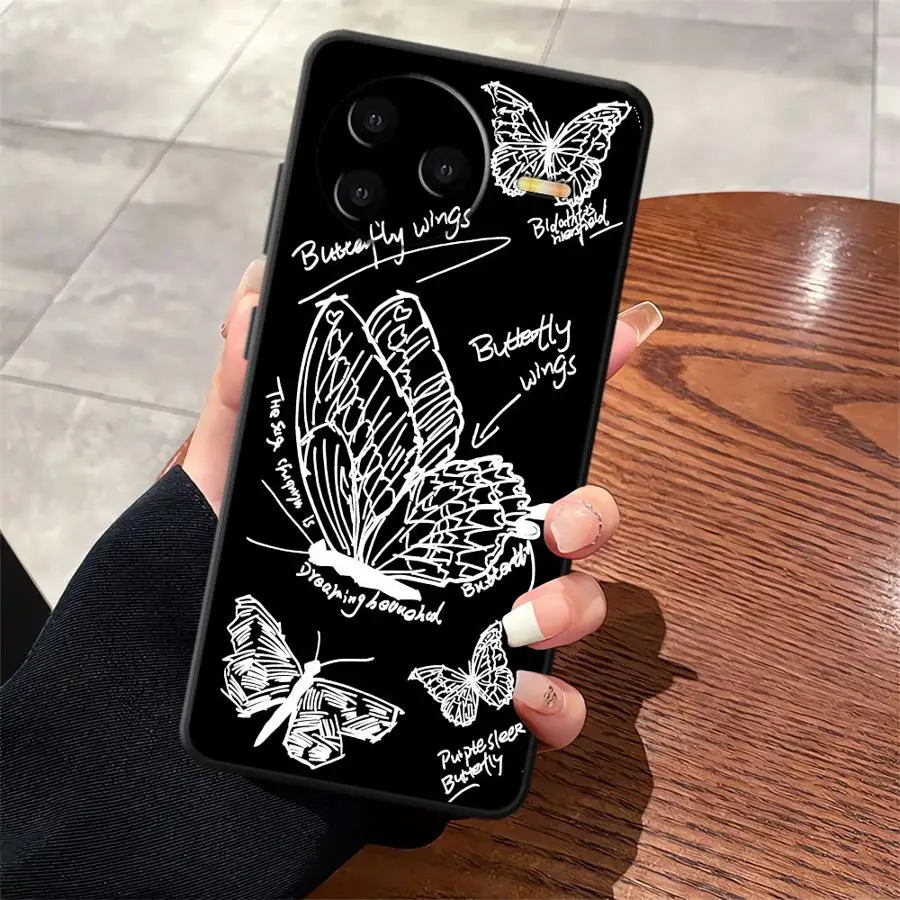 Funda de teléfono suave negra para Xiaomi Redmi A1 A2 Plus 14C 12C A3 10 K40 K80 Pro 13C A4 A5 9 hermosa mariposa - imagen 3