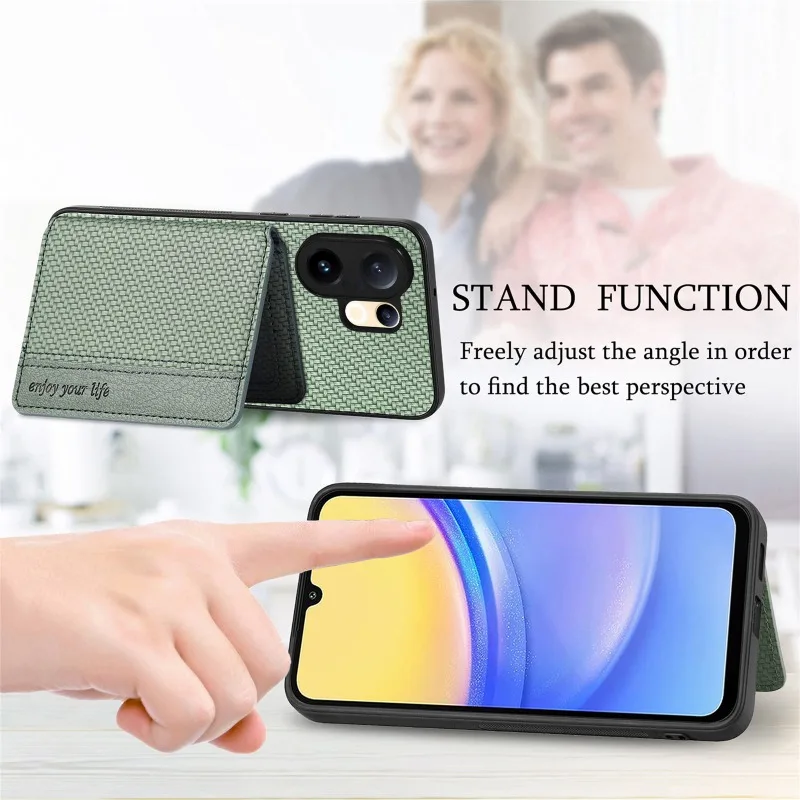 Para VIVO X200 FE imán cartera tarjetero Funda de cuero para VIVO S30 Pro Mini fibra de carbono Flip cuero cubierta con soporte magnético - imagen 2