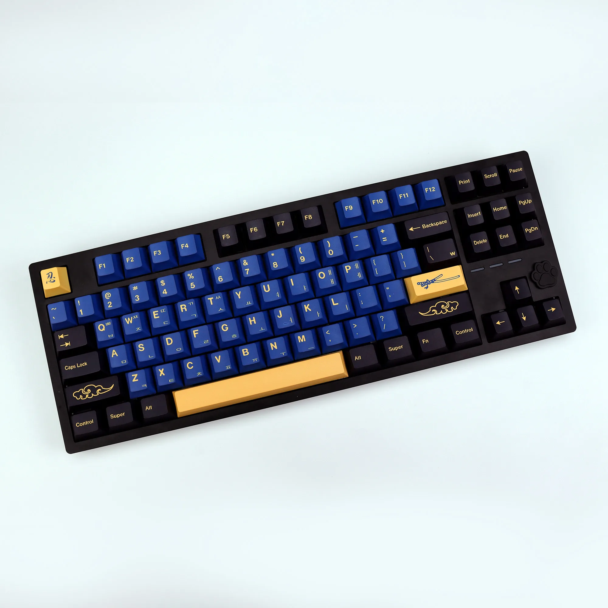 KBDiy Retro GMK azul samurái Keycap coreano Cherry Alice Split Space PBT Keycaps personalizado para Aula F75 60 Teclado mecánico Gamer - imagen 5
