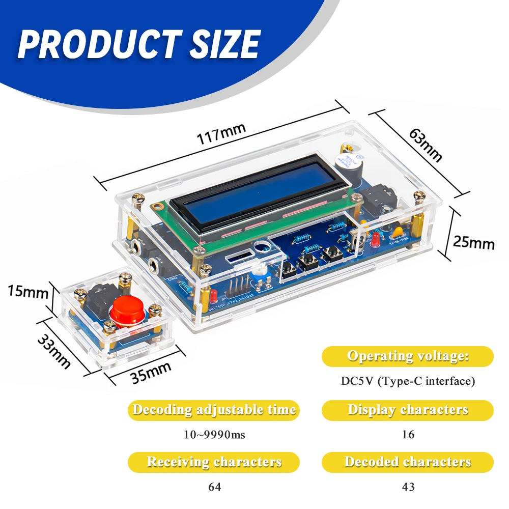 Decodificador de telégrafo DIY para simulador de telégrafo de código Morse, Kit de fabricación electrónica, proyecto de soldadura DIY con pantalla Digital - imagen 2