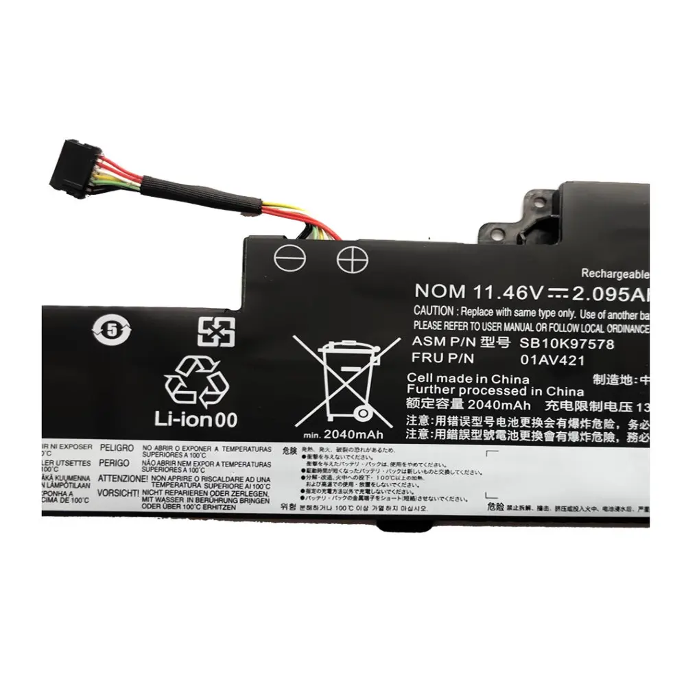 11,4 V 24WH 01AV489 batería del ordenador portátil para Lenovo ThinkPad T470 T480 A475 A285 serie 01AV419 01AV420 01AV421 SB10K97576 SB10K97578 - imagen 3