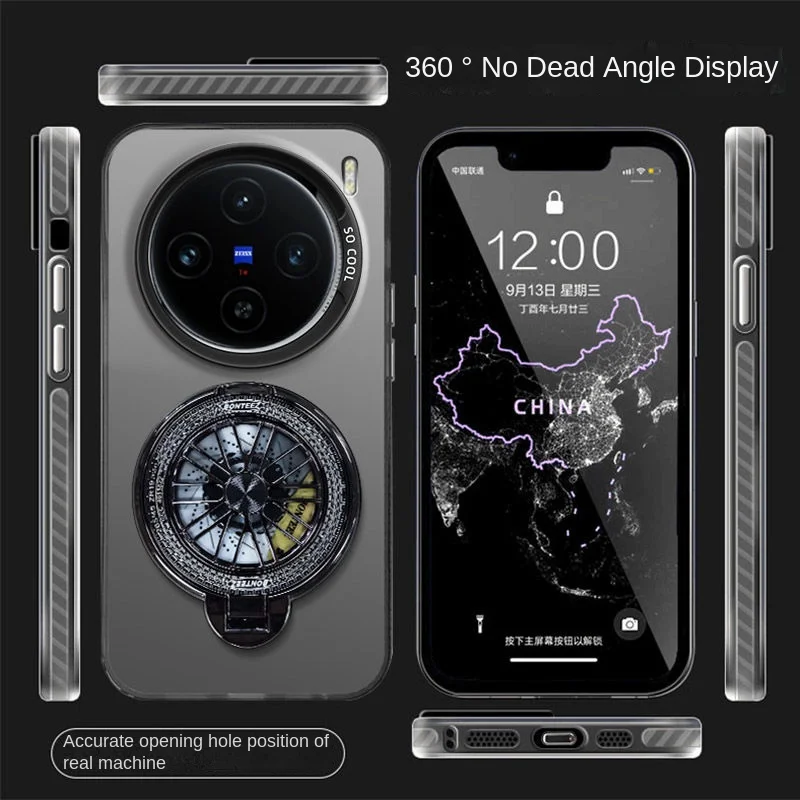 Para VIVO X200 Pro funda dura de PC con anillo giroscópico funda protectora trasera magnética para VIVO X100 X200Pro X100Ultra carcasa de teléfono - imagen 4