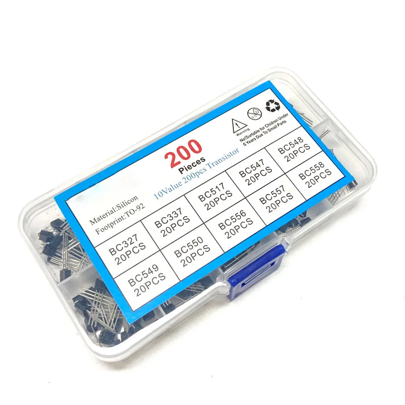 Kit de transistores TO-92 conjunto surtido PNP NPN BC517 BC547 BC548 BC327 BC337 BC549 BC550 BC556 BC557 BC558 10 valores 200 Uds - imagen 3