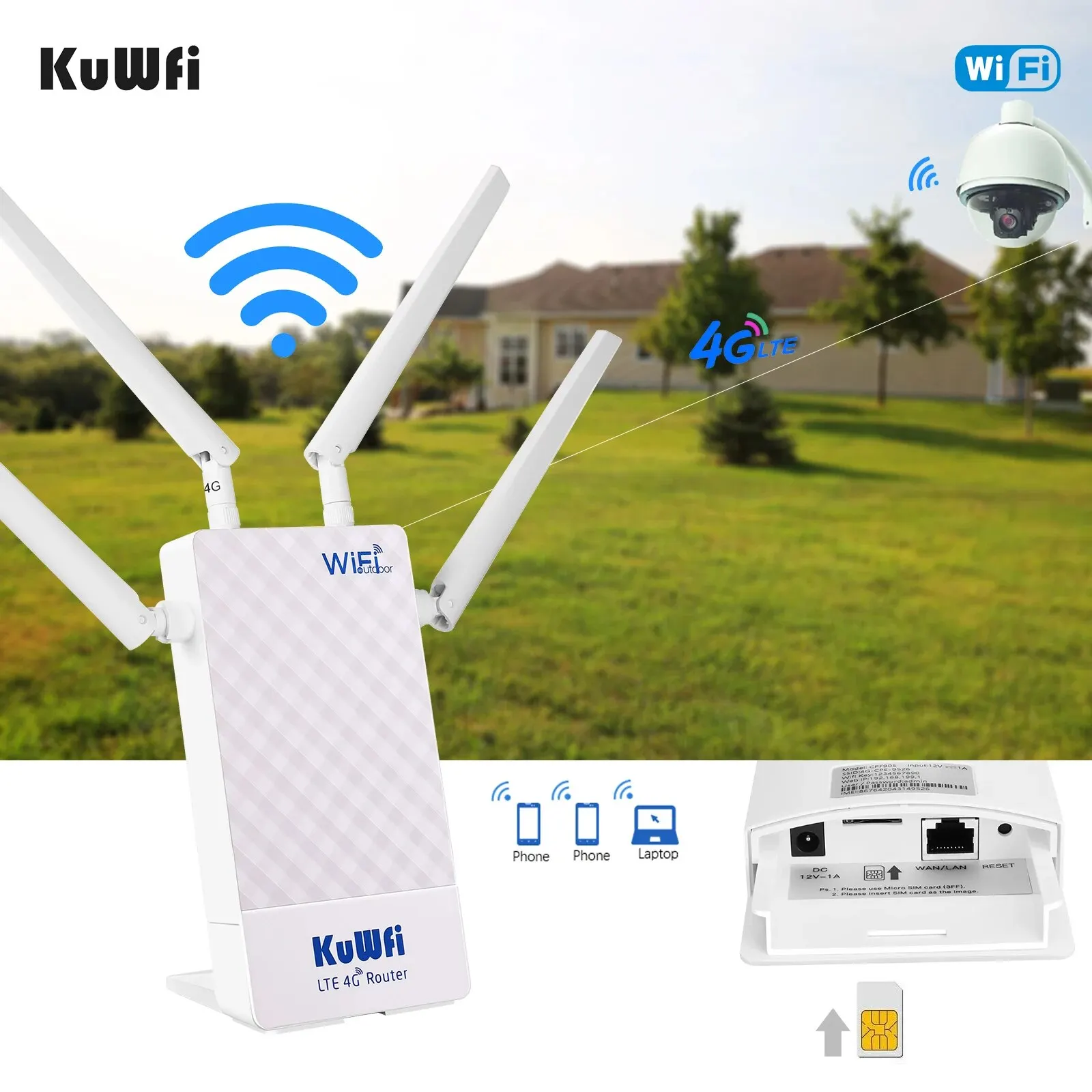 KuWFi 4G CPE enrutador exterior 300Mbps Wifi enrutador antena externa soporte puerto filtrado DMZ MAC configuración IP para cámara IP - imagen 5