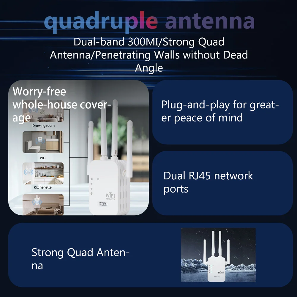 Repetidor WiFi inalámbrico amplificador de señal Wifi extensor WiFi de doble banda 2,4G 802.11bgn Gigabit enchufes UE EE. UU. amplificador WiFi enrutador WPS - imagen 5
