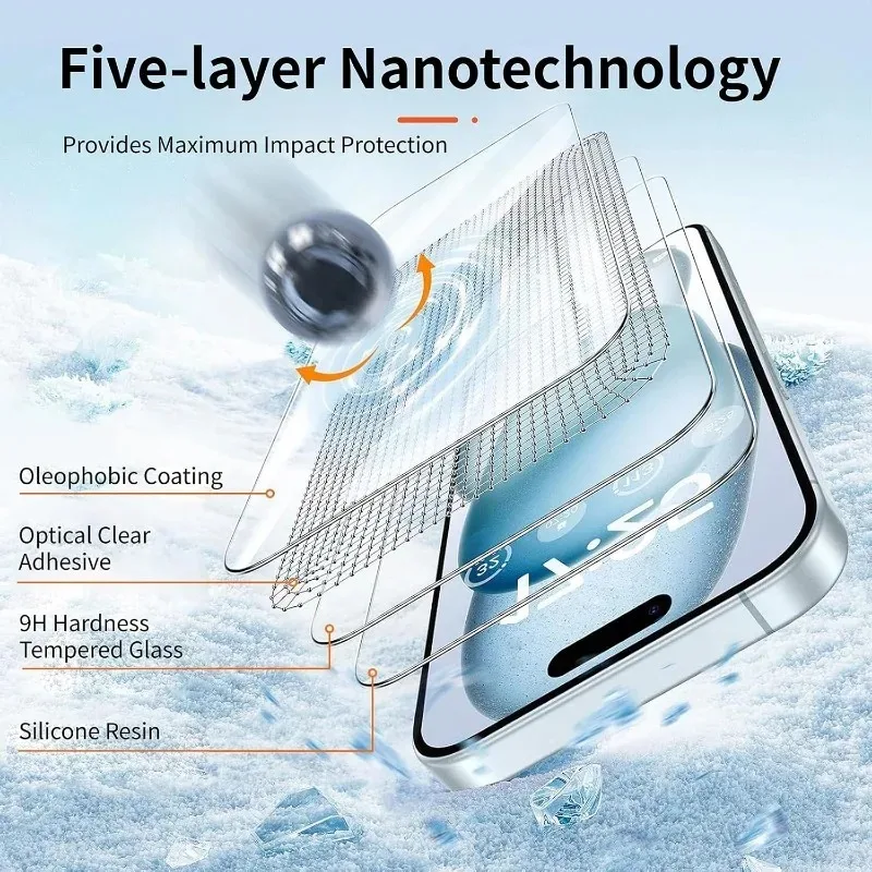 3 piezas 9D Arc Edge vidrio templado para iPhone 17 16 15 14 13 12 11 Pro XR Max Plus Protector de pantalla para iPhone 17 Pro Max vidrio - imagen 4