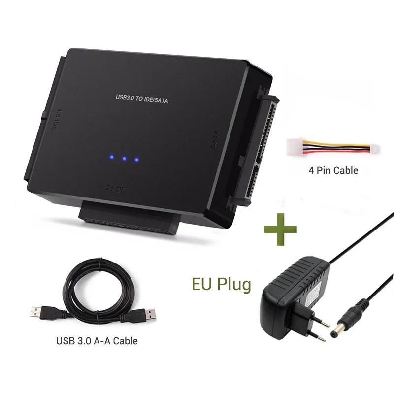 Cable convertidor adaptador de disco duro USB 3,0 a SATA IDE para 3,5 2,5 pulgadas HDD/SSD CD DVD ROM CD-RW adaptador IDE SATA 3 en 1 - imagen 2