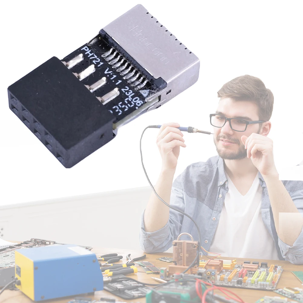 Motherboard USB2.0 9Pin To TYPE-E Female Adapter Plug & Play TYPE-C Socket 9-Pin USB 2.0 Extender Card for  OS/Windows Linux - imagen 2