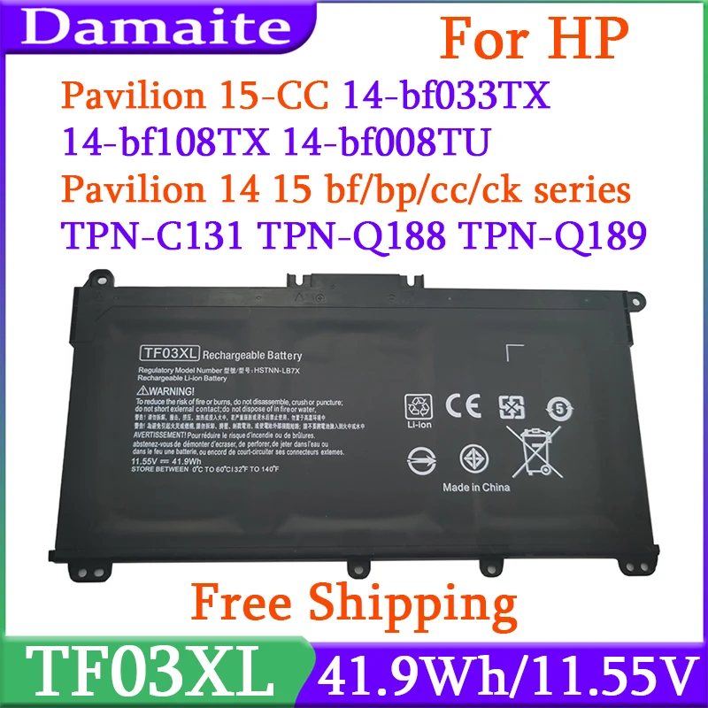TF03XL TF03 batería del ordenador portátil para HP Pavilion 15-CC 14-bf033TX 14-bf108TX 14-bf008TU TPN-Q188 TPN-Q189 TPN-Q190 Q191 HSTNN-UB7J