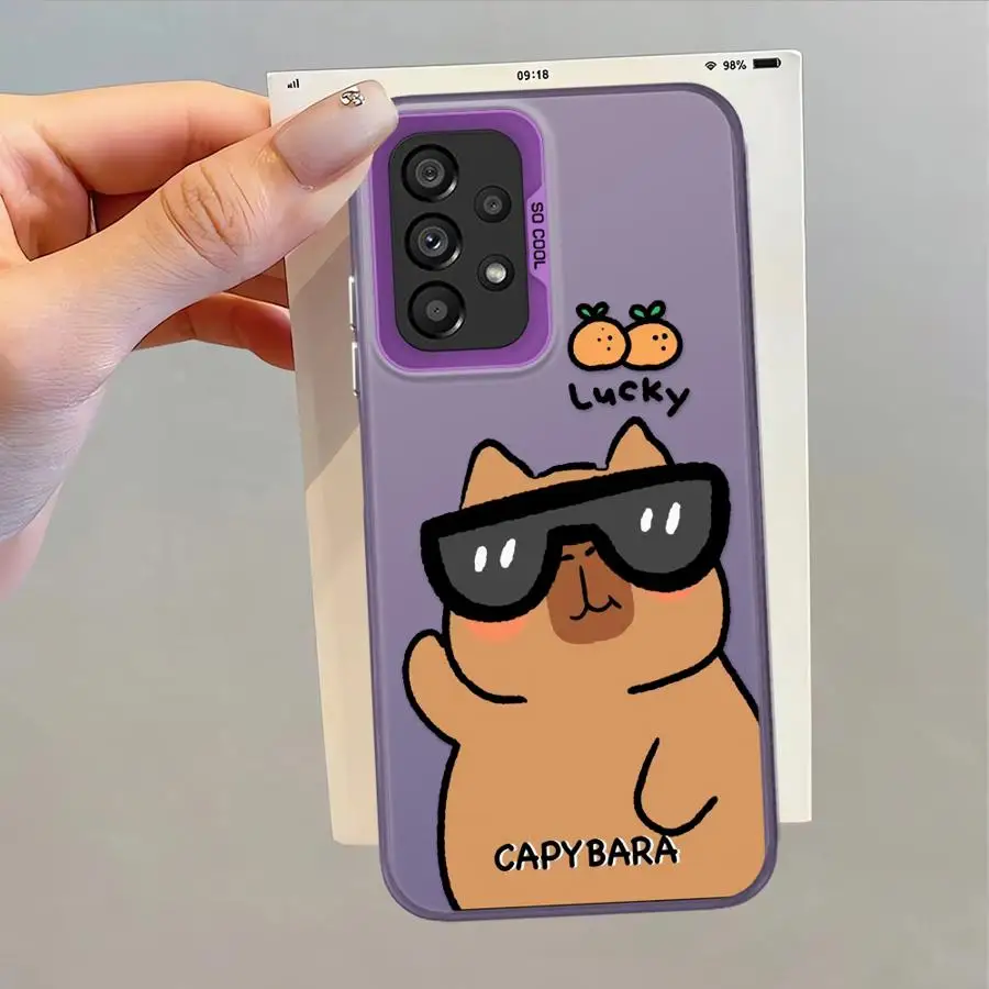 Funda trasera de teléfono para Samsung Galaxy A13 A20s A16 A02 A11 A14 A04e A03 A15 A06 A12 A50 Capibara dibujos animados lindo - imagen 3