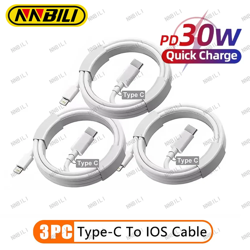 NNBILI 2-5 uds 30W Cable de carga rápida para iPhone 13 12 11 14 Pro Max Mini Cable USB C para X XR XS MAX 7 8 14 Plus 6 Accesorios