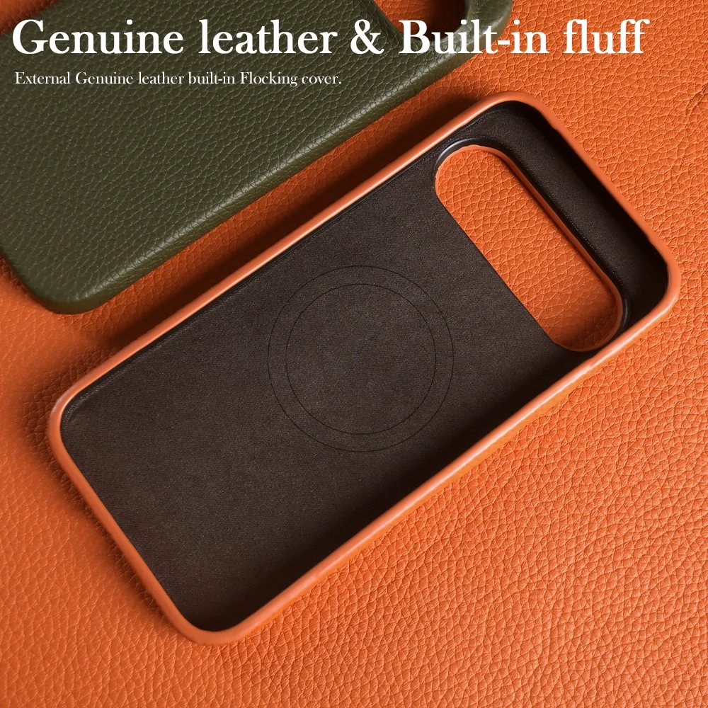 Funda de cuero genuino magnética de lujo para Google Pixel 10Pro 9 7A 8 6, fundas Magsafe con imán de protección completa, funda trasera a prueba de golpes - imagen 3