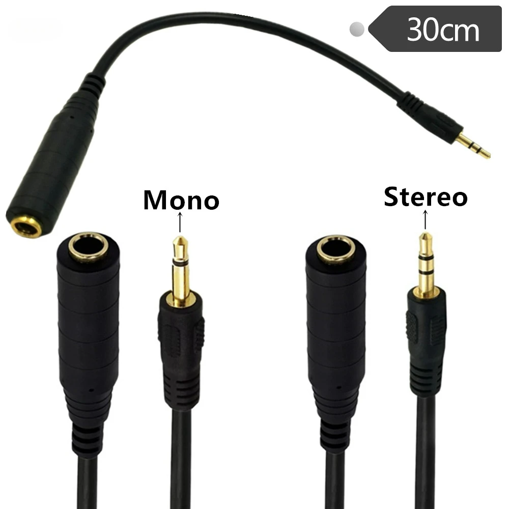 Cable de conversión de extensión de enchufe de Audio de 3,5mm, adaptador de Cable estéreo estéreo de 3,5mm macho a 6,5 MM y 6,35mm hembra para auriculares