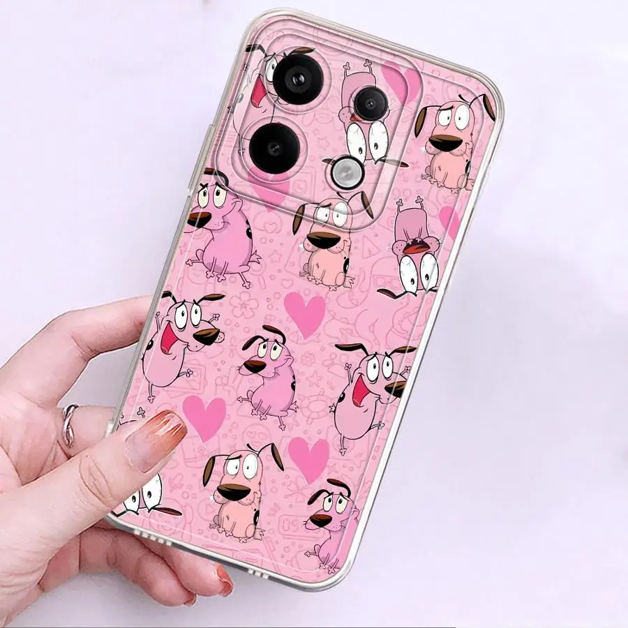 Funda de teléfono de perro de dibujos animados rosa para Xiaomi Redmi A3x 9A 10C 12C A1 A2 + A5 14C 13C 9C cubierta transparente - imagen 2