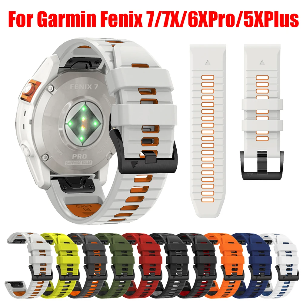 Correa QuickFit de silicona de dos tonos de 22mm y 26mm para Garmin Fenix 7X 7 6X Pro Epix Pro Gen 2 47mm 51mm/Fenix 6Pro 5X 5Plus - imagen 2