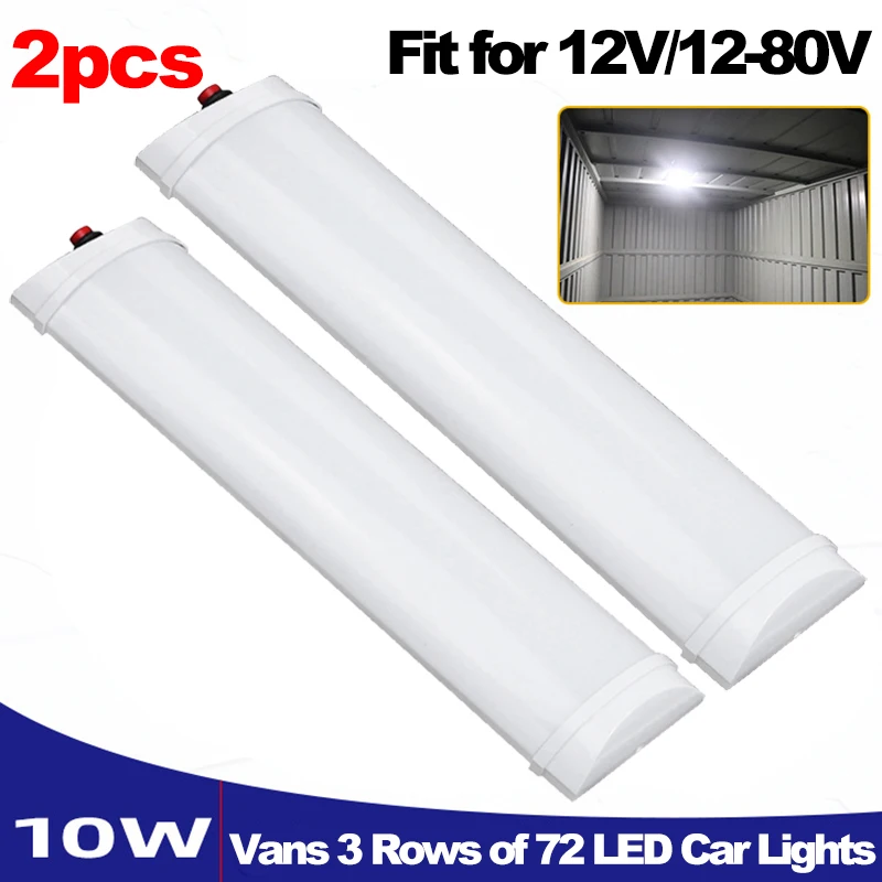 1/2 Uds 12-80V resaltar 72 cuentas luz del compartimento del camión coche vehículo recreativo cabina luz de lectura con interruptor luz del maletero - imagen 2