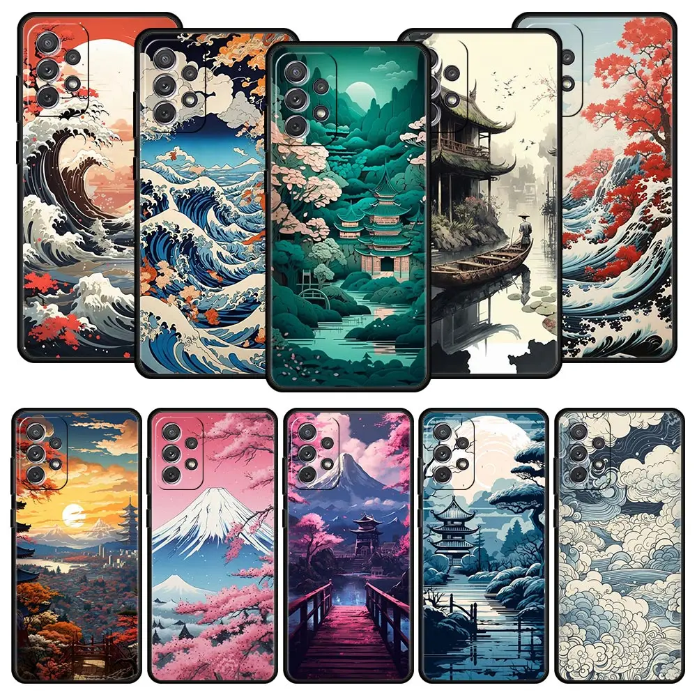Funda de teléfono con paisaje japonés para Samsung, A51, A71, A21S, A12, A11, A15, A25, A31, A41, A32, A23, A33, A53, A73, A03S, A05S, A13, 5G, A72