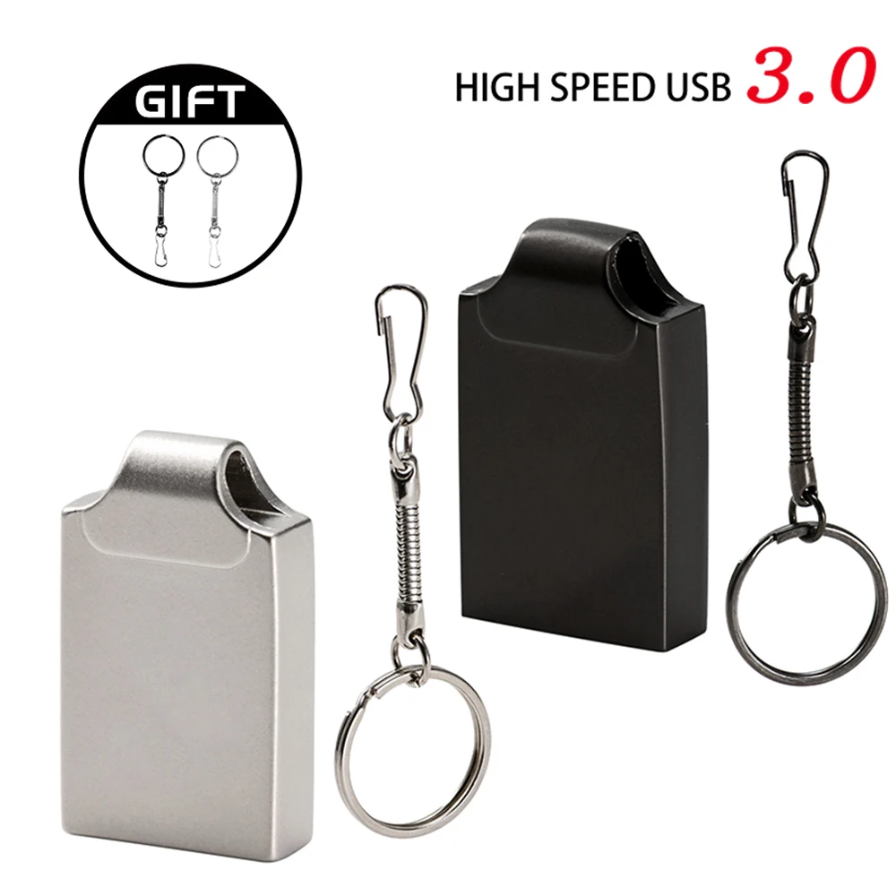 Mini unidad Flash USB 3,0 de 128GB de alta velocidad USB3.0 64GB llavero gratis Pen Drive 32GB memoria de Metal 16GB disco U de negocios 8GB