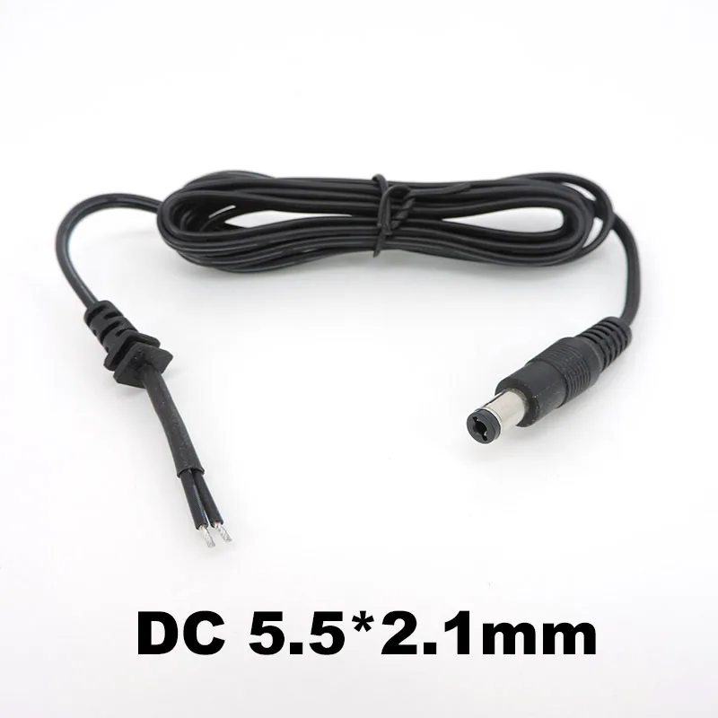 Adaptador de corriente 20AWG, cable de alimentación, enchufe macho CC de 2 pines 5521 para cámara de televisión de circuito cerrado, cargador de ordenador portátil, línea trasera - imagen 2