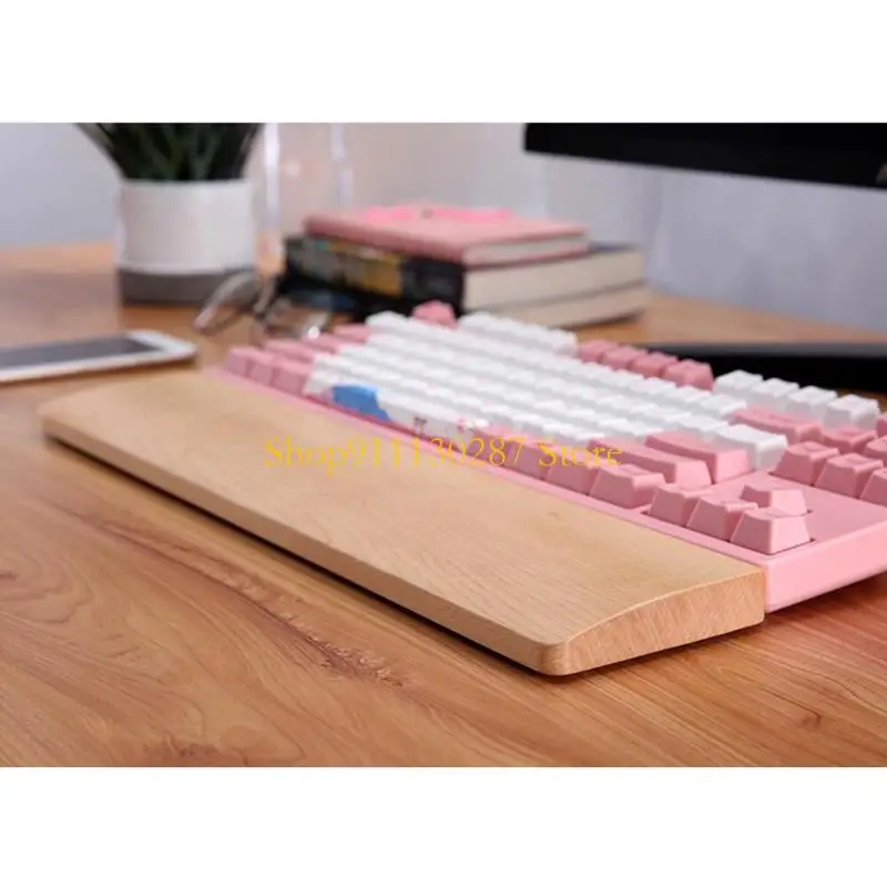 J1HC Comunicación muñeca muñeca del teclado madera haya, alivio del dolor para escritura ergonómica - imagen 5