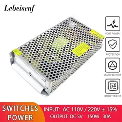 Convertidor SMPS de 110/220V AC a DC 5V 30A 150W, fuente de alimentación, transformador de iluminación LED, adaptador de unidad DC5V AC/dc-cerrado